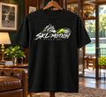 T-shirt tennis noir SKL Motion sur cintre, motif devant