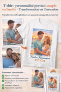 T-shirt personnalisé portrait couple ou famille – Transformation de photo en illustration