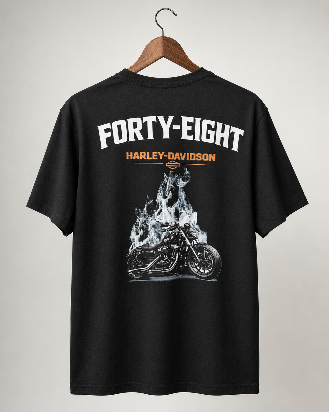T-Shirt Moto Style Harley Forty Eight 48 Noir | T-Shirt Motard Homme | Impression Avant & Dos XXL | SKL Motion
