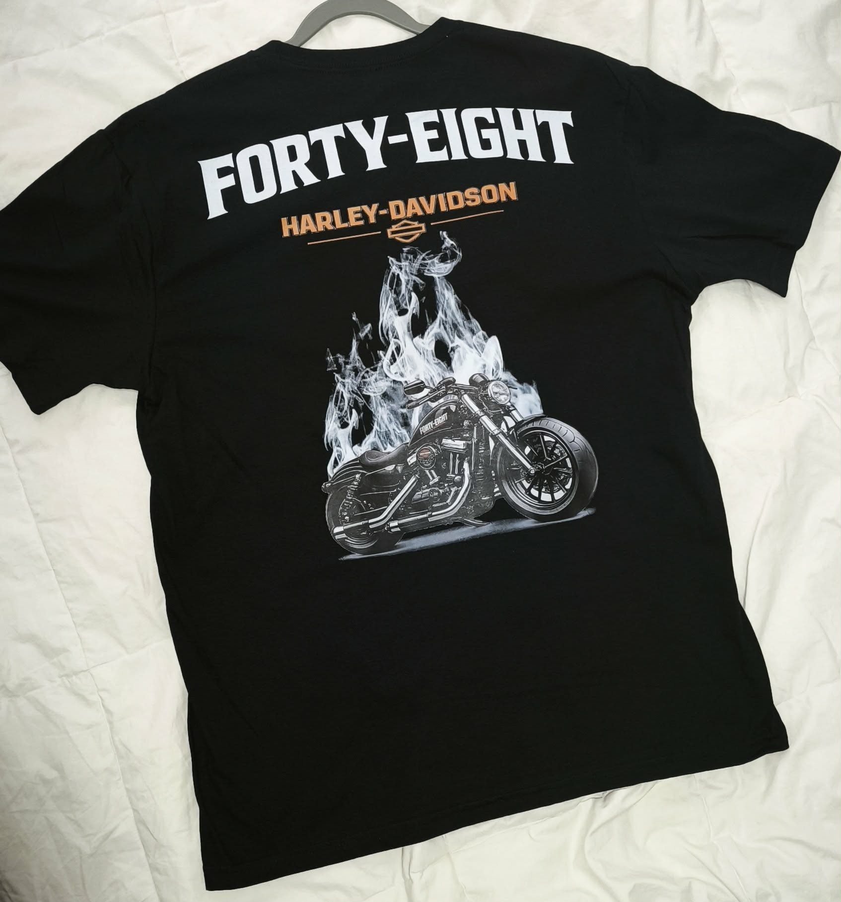 T-Shirt Moto Style Harley Forty Eight 48 Noir | T-Shirt Motard Homme | Impression Avant & Dos XXL | SKL Motion