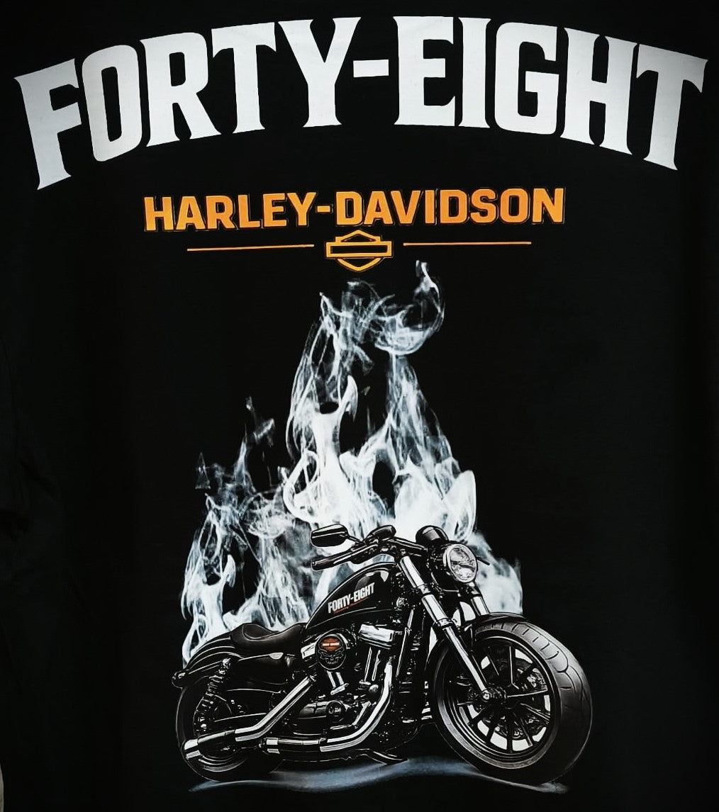 T-Shirt Moto Style Harley Forty Eight 48 Noir | T-Shirt Motard Homme | Impression Avant & Dos XXL | SKL Motion