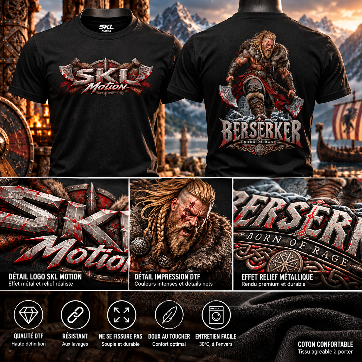 Affiche promotionnelle t-shirt Berserker humain — SKL Motion
