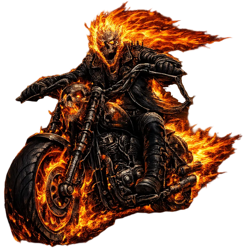 T-shirt biker homme noir – Ride Through Hell / Hellbound – Motard en flammes – Gildan Softstyle