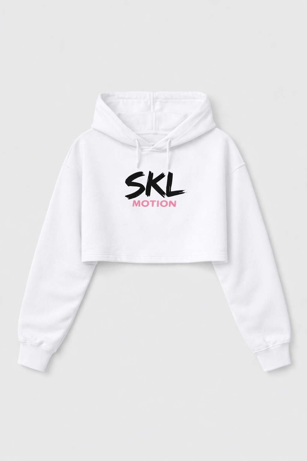 Crop Hoodie Femme Fitness – Gym Girl SKL Motion – Sweat Court Sport Blanc