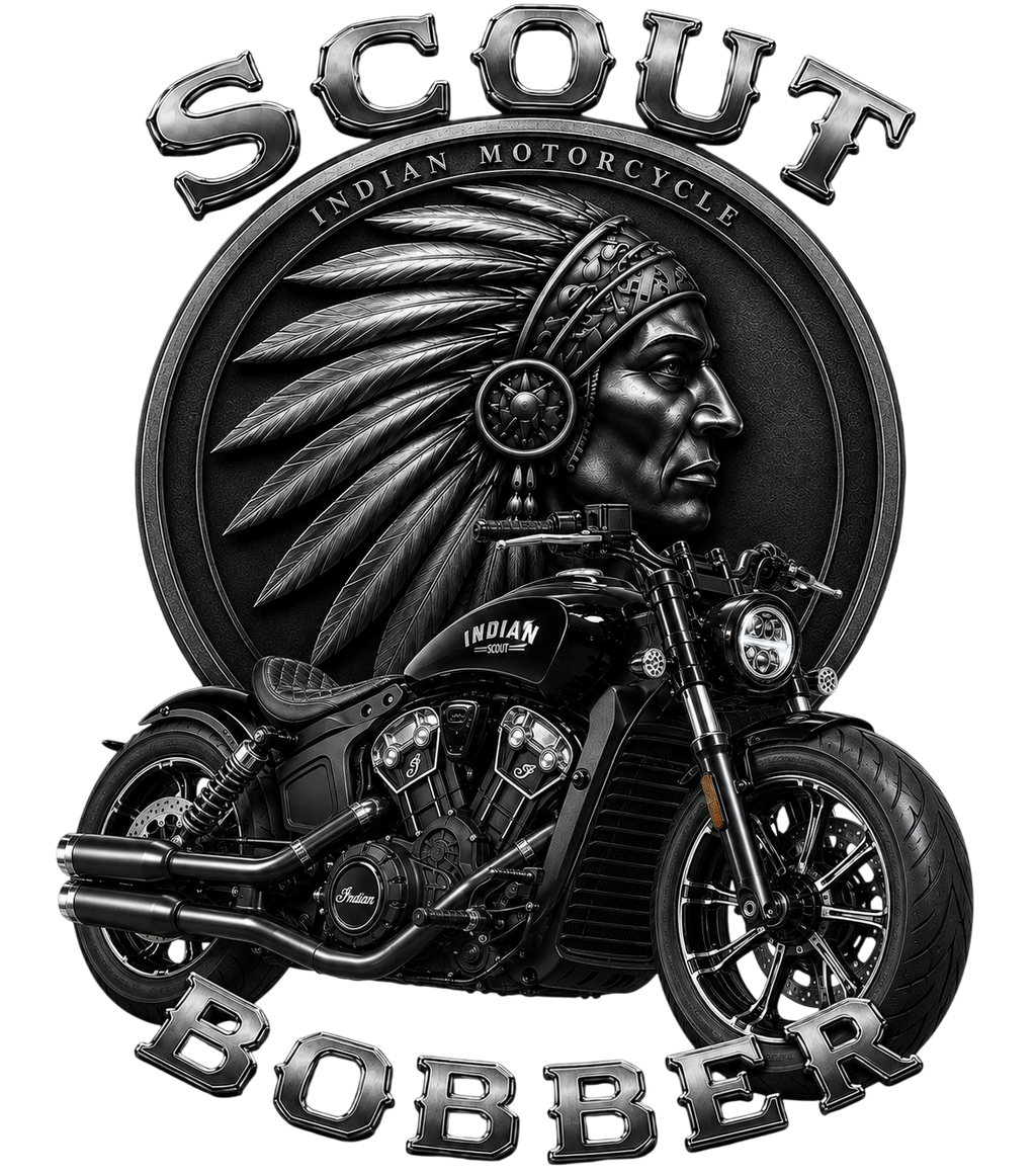 T-shirt Style Indian Scout Bobber – Moto Bobber Biker – Noir – XS à 3XL