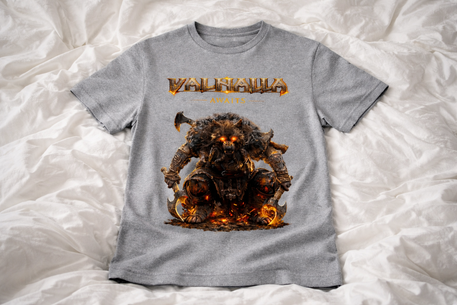 T-shirt Viking Valhalla Awaits Berserker – SKL Motion – Guerrier Nordique
