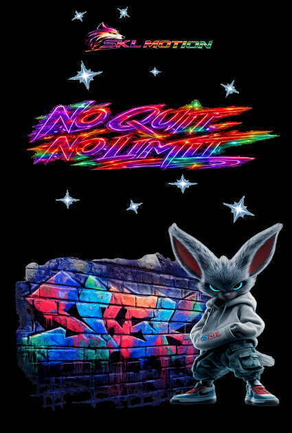 T-shirt Streetwear Neon Fury No Quit No Limit – SKL Motion – Unisexe Noir & Blanc