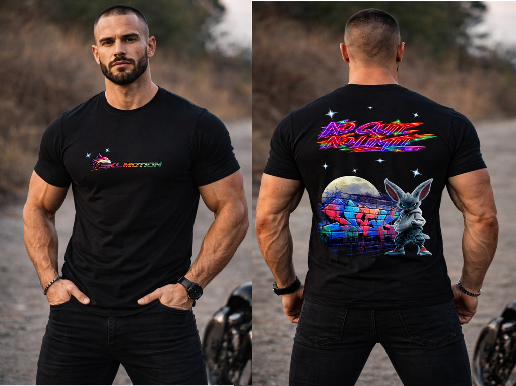 T-shirt Streetwear Neon Fury No Quit No Limit – SKL Motion – Unisexe Noir & Blanc