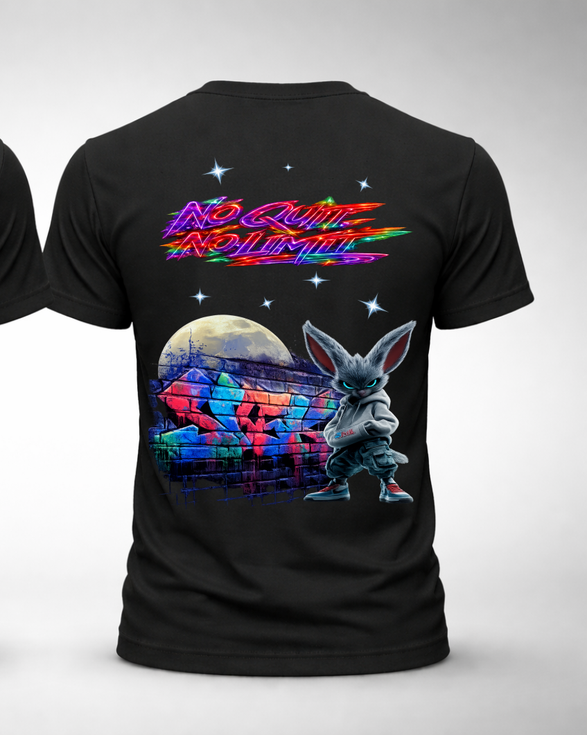 T-shirt Streetwear Neon Fury No Quit No Limit – SKL Motion – Unisexe Noir & Blanc