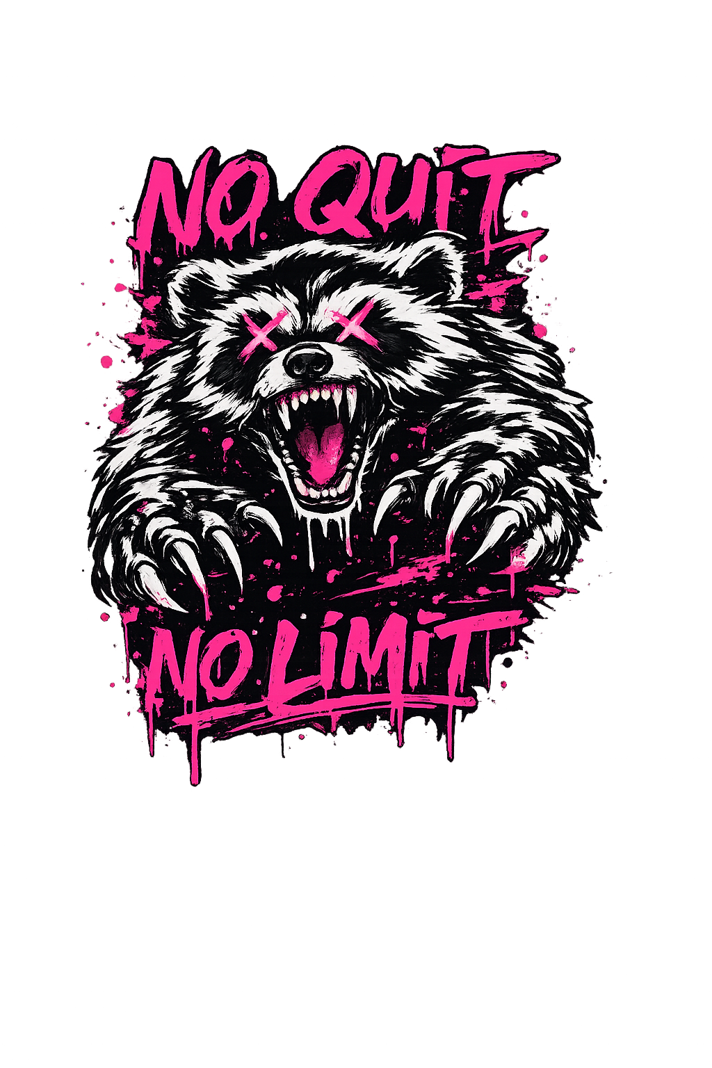 Sweat à capuche SKL Motion No Quit No Limit – Hoodie unisexe Streetwear Wolverine Fuchsia