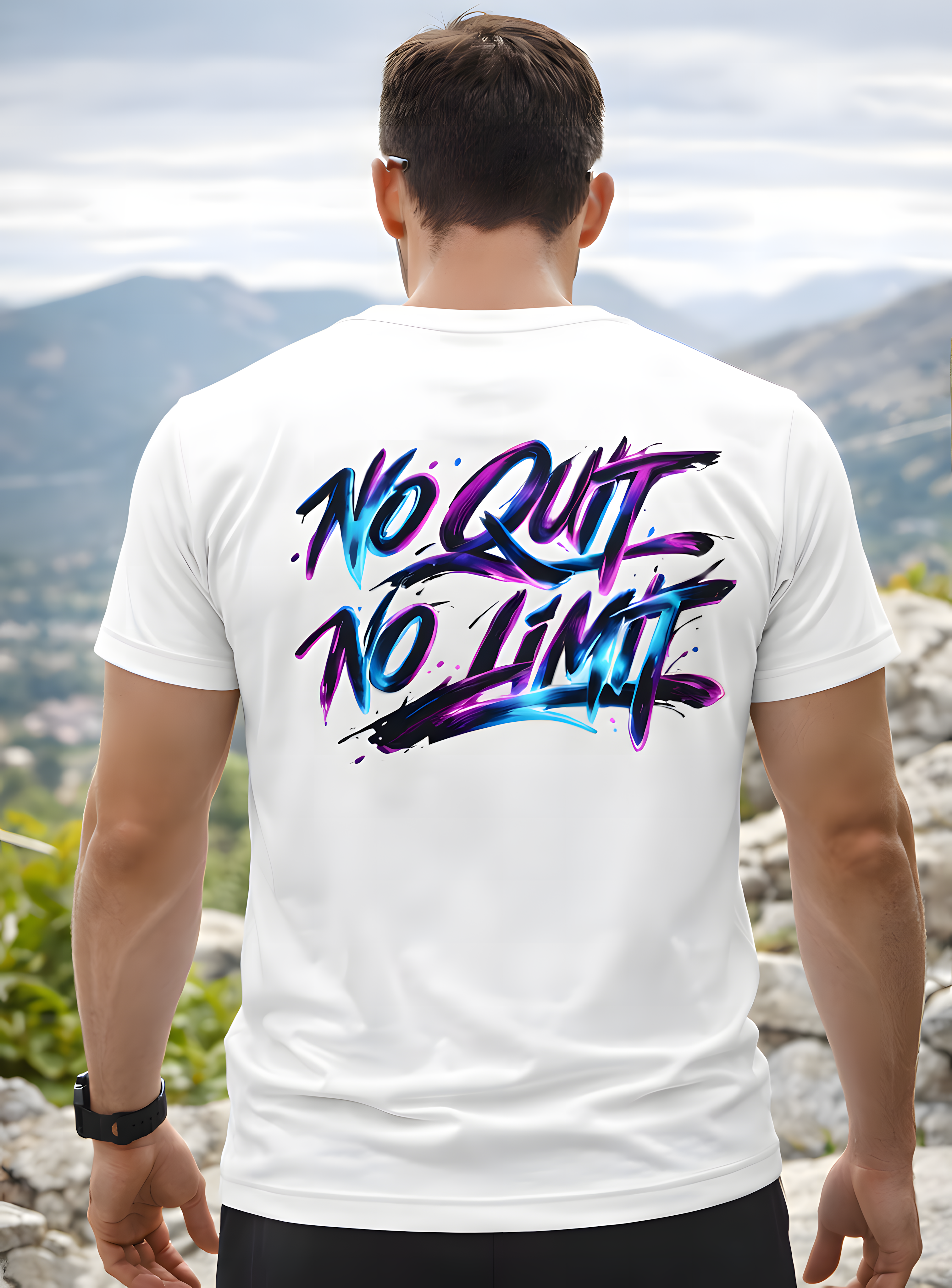 T-shirt Motivation NO QUIT NO LIMIT – SKL Motion – Néon Fluo – Coton Gildan Softstyle
