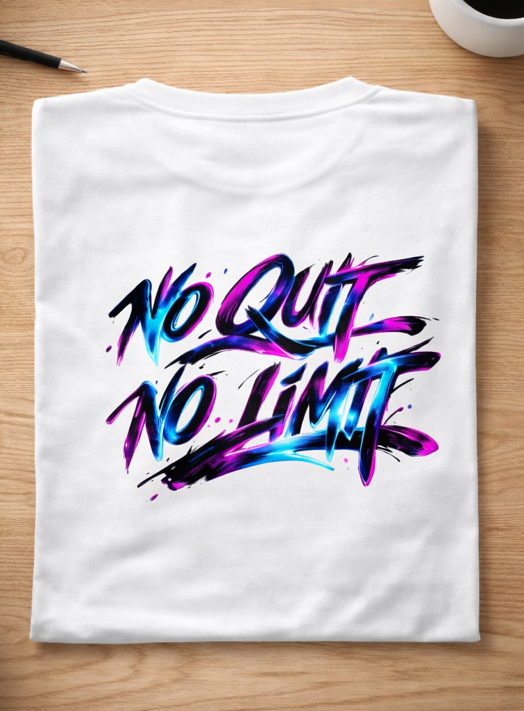 T-shirt Motivation NO QUIT NO LIMIT – SKL Motion – Néon Fluo – Coton Gildan Softstyle
