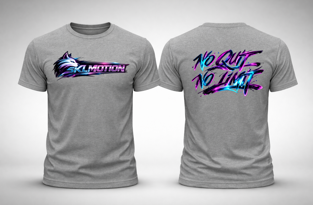 T-shirt Motivation NO QUIT NO LIMIT – SKL Motion – Néon Fluo – Coton Gildan Softstyle