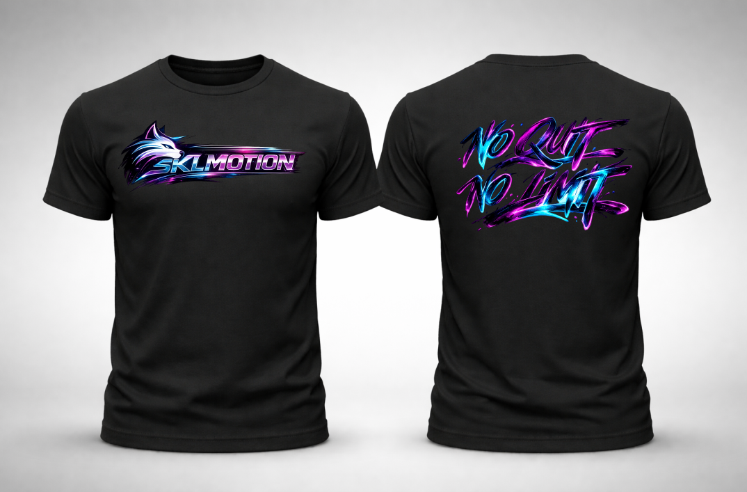 T-shirt Motivation NO QUIT NO LIMIT – SKL Motion – Néon Fluo – Coton Gildan Softstyle