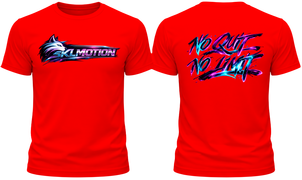 T-shirt Motivation NO QUIT NO LIMIT – SKL Motion – Néon Fluo – Coton Gildan Softstyle
