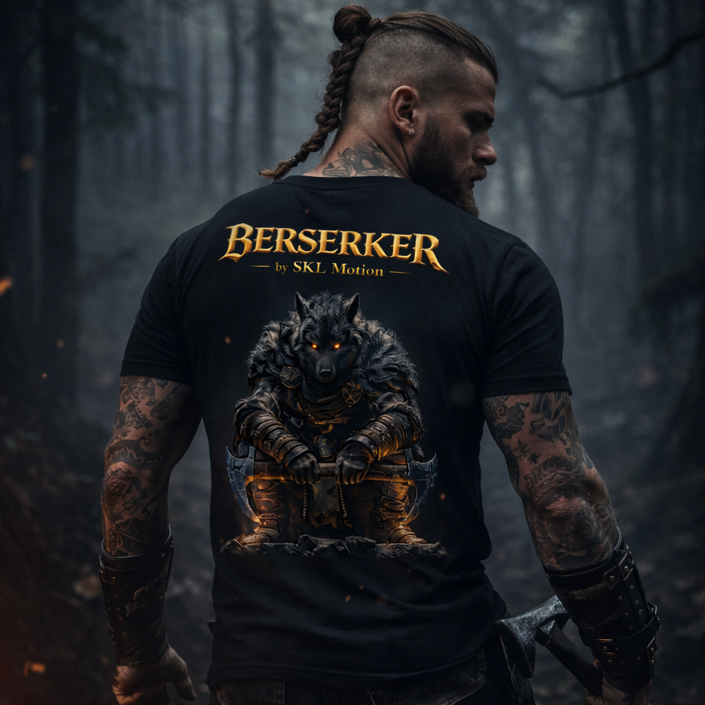 T-shirt Berserker Viking Gothique – SKL Motion – Coton Gildan Softstyle – Warrior Streetwear