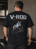 T-Shirt Moto V-Rod Noir | T-Shirt Motard Homme | Impression Avant & Dos XXL | SKL Motion