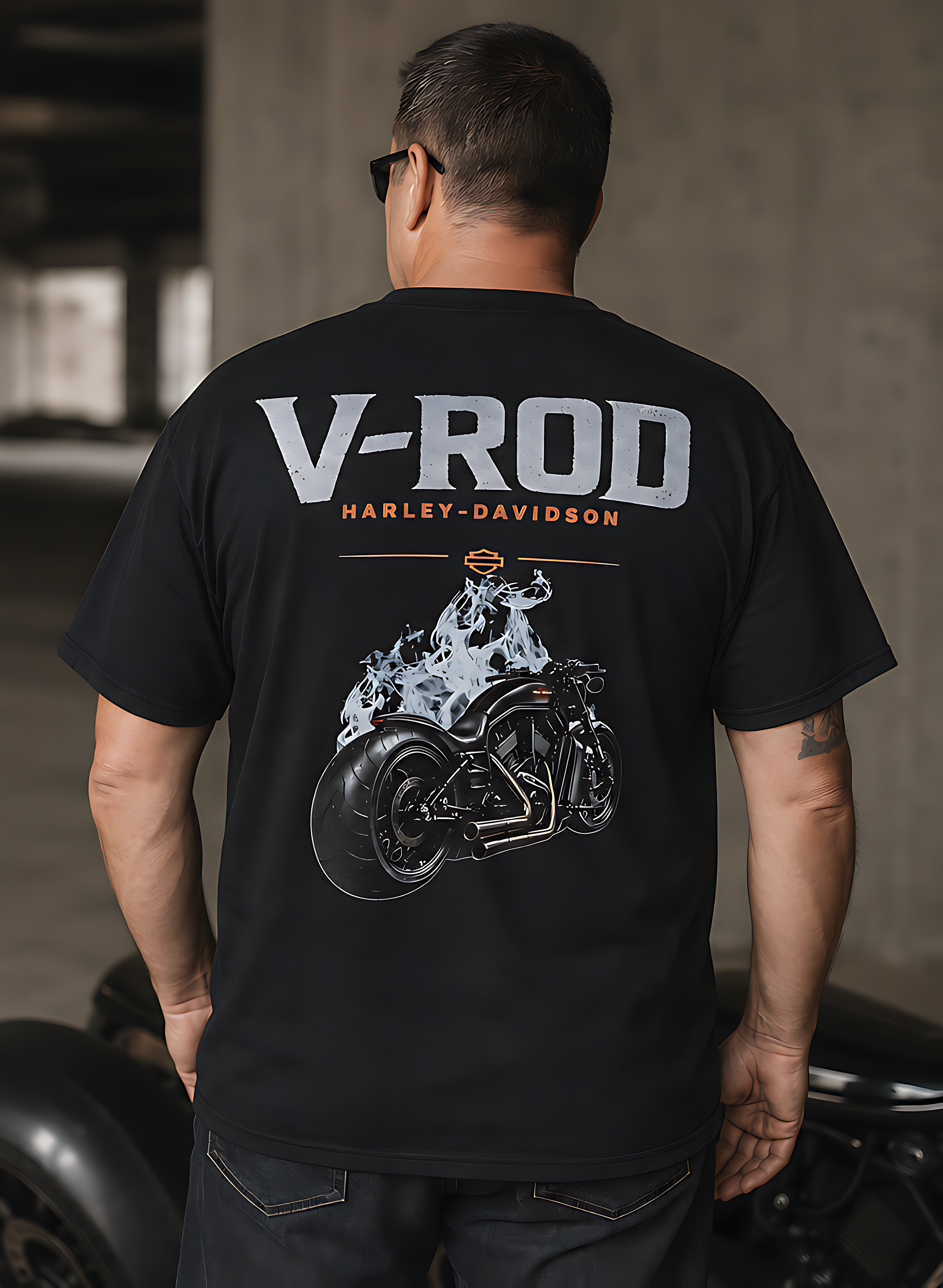 T-Shirt Moto V-Rod Noir | T-Shirt Motard Homme | Impression Avant & Dos XXL | SKL Motion
