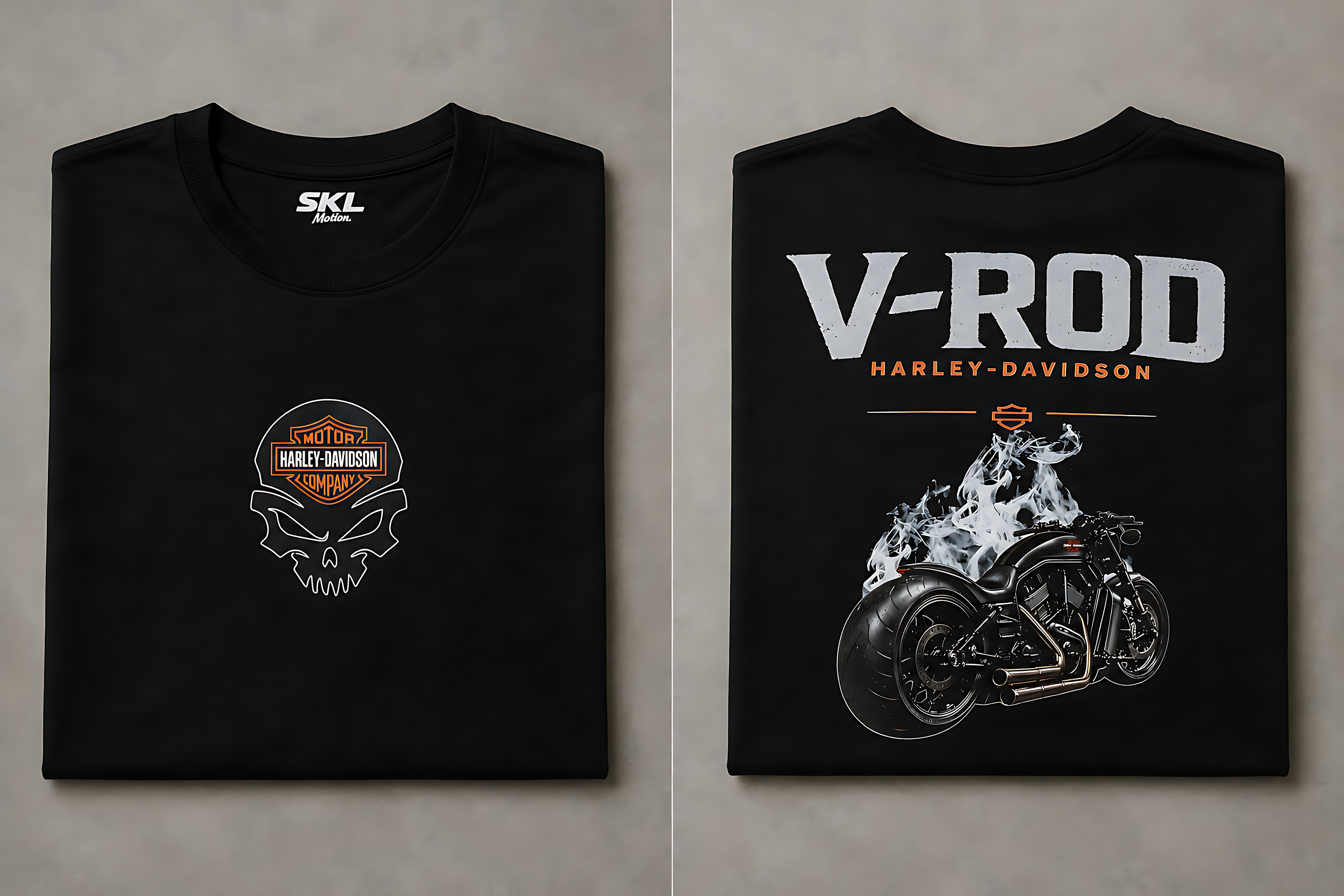 T-Shirt Moto V-Rod Noir | T-Shirt Motard Homme | Impression Avant & Dos XXL | SKL Motion