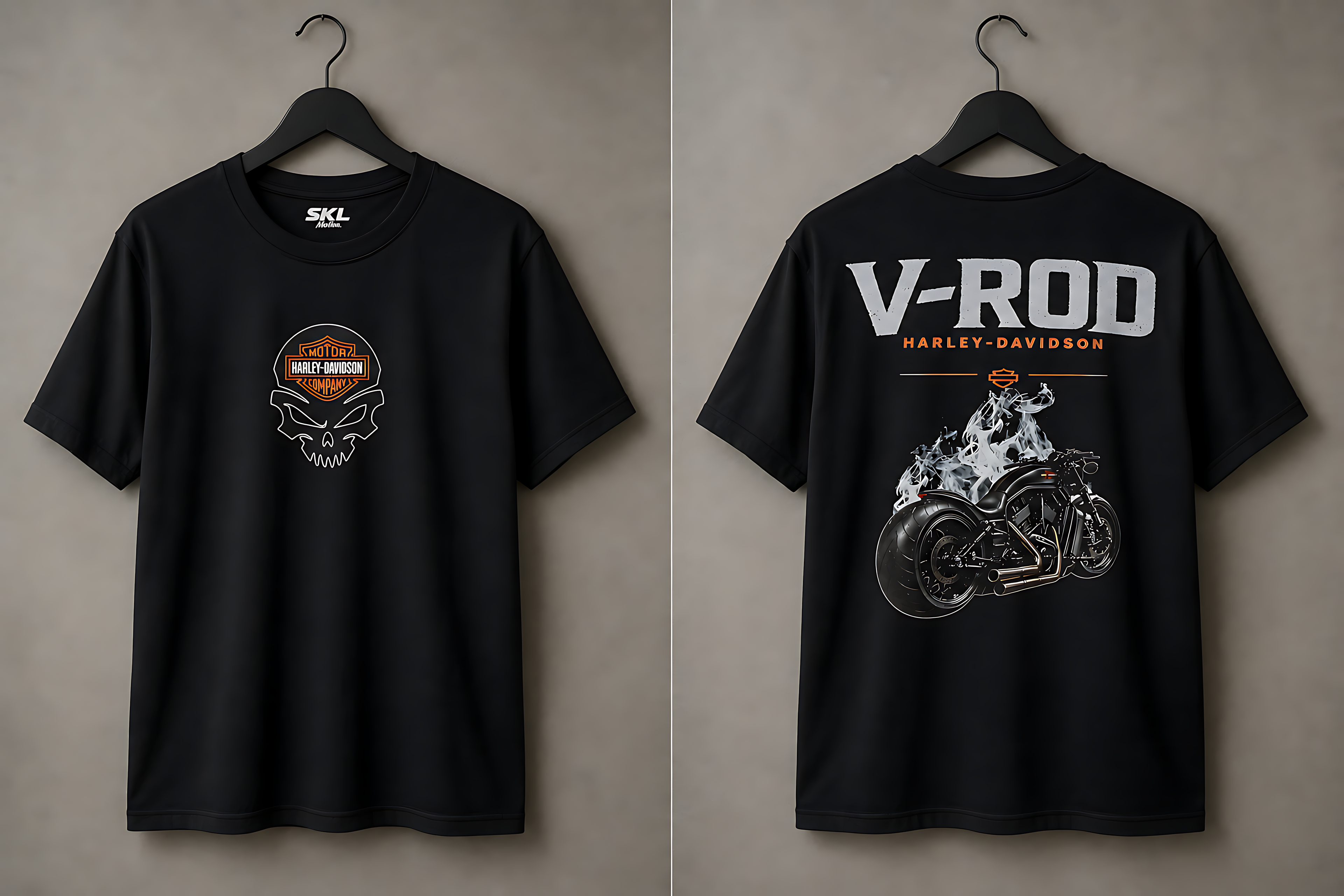 T-Shirt Moto V-Rod Noir | T-Shirt Motard Homme | Impression Avant & Dos XXL | SKL Motion