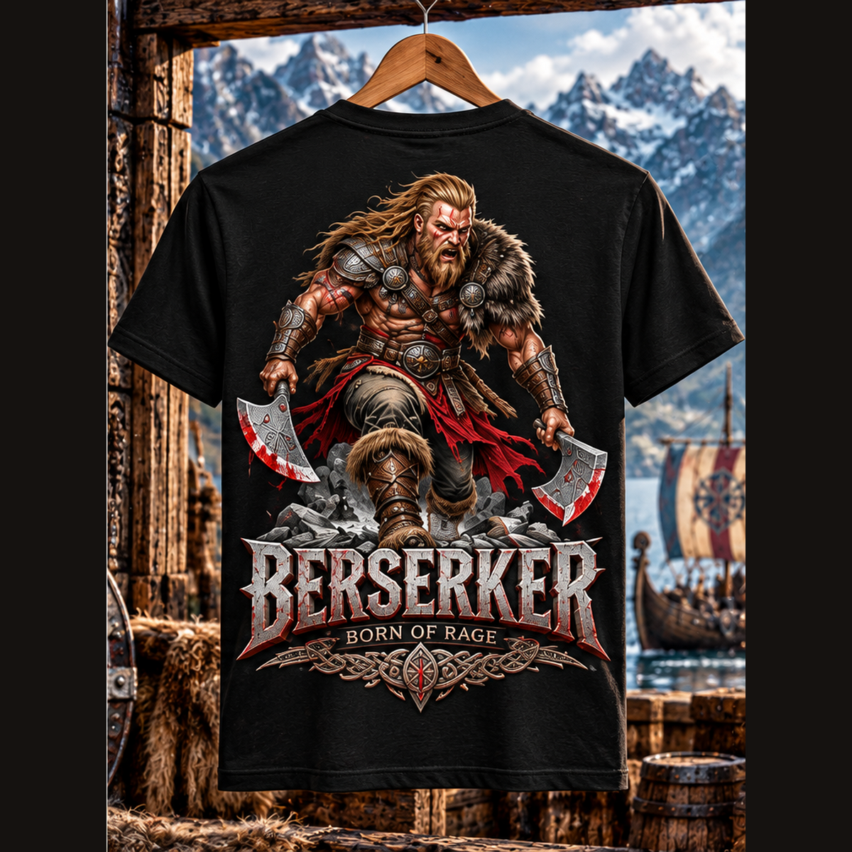 T-shirt Berserker noir — vue dos sur cintre