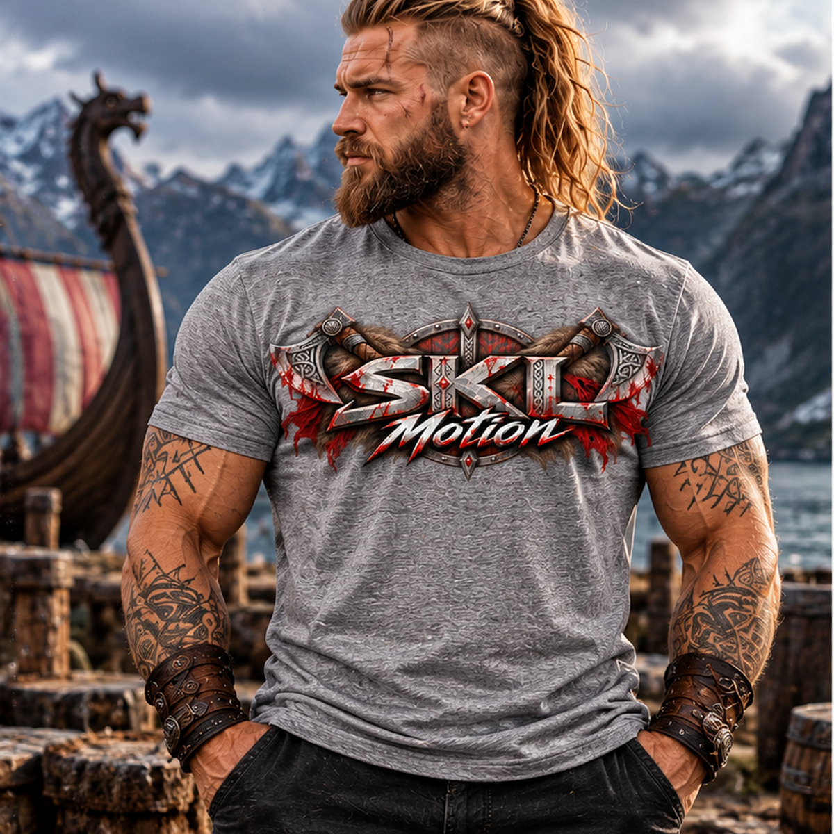 T-shirt Berserker gris chiné — vue face