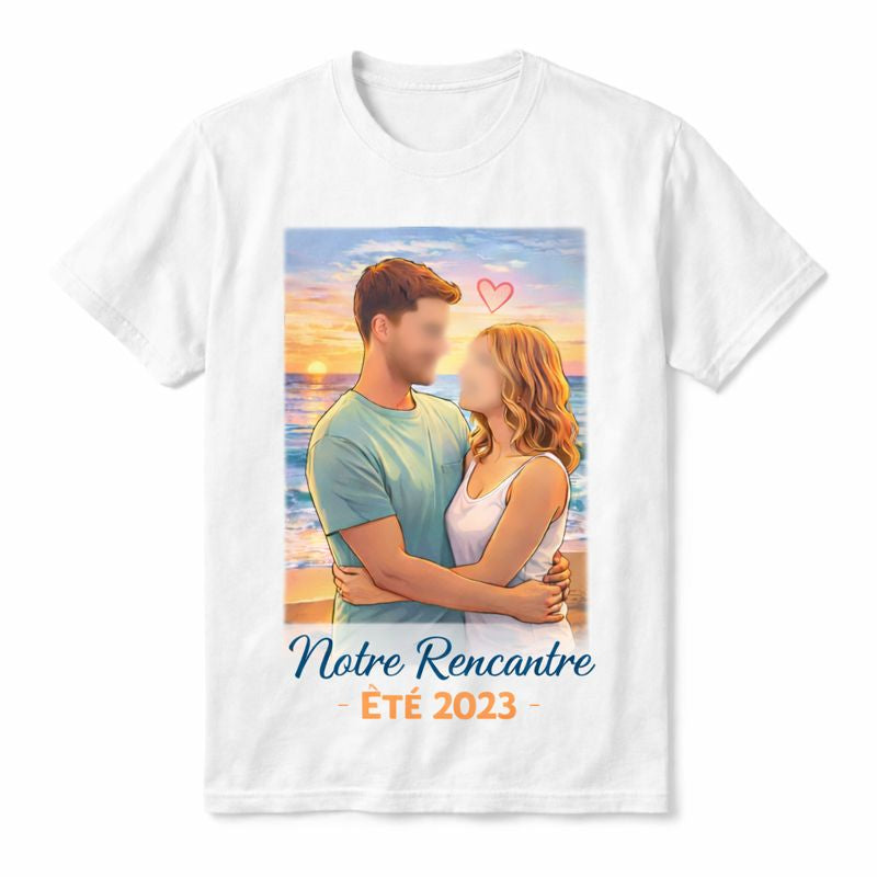 T-shirt personnalisé portrait couple ou famille – Transformation de photo en illustration