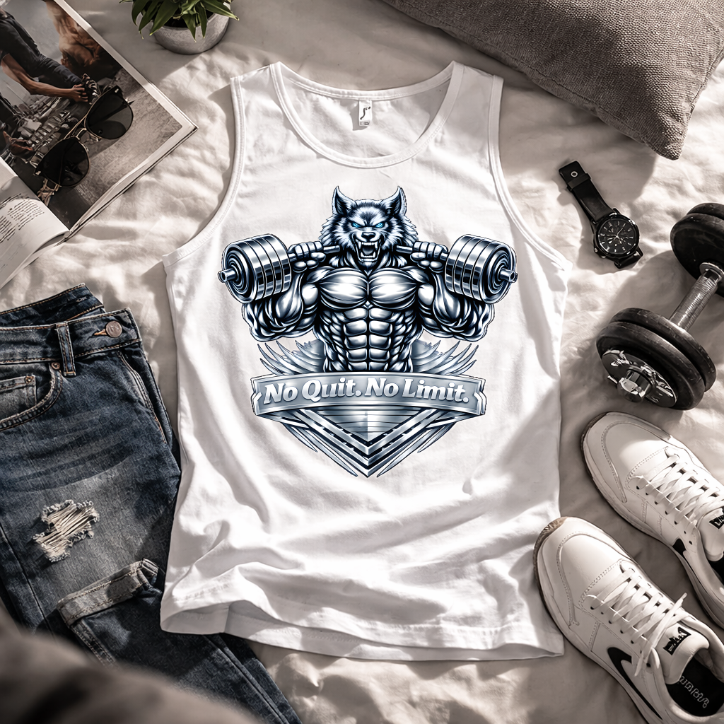 Débardeur Homme Musculation Motivation "No Quit No Limit" – Tank Top Fitness Sport Gym – SOL’S Justin
