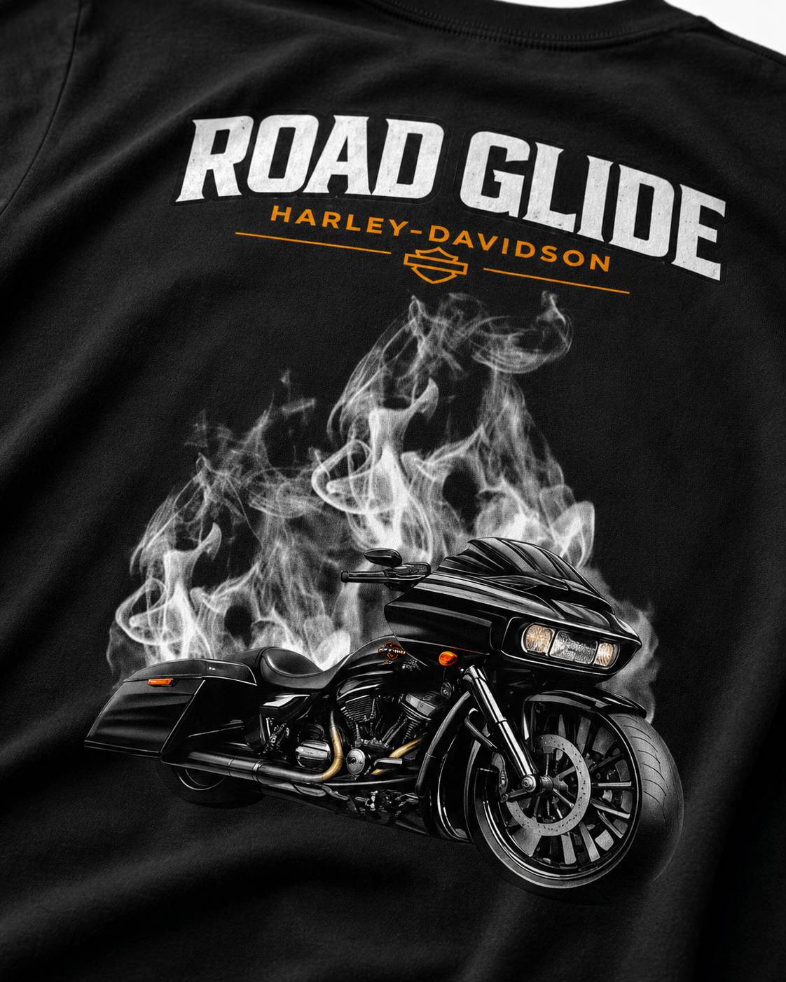 T-Shirt Moto Style Harley Road Glide Noir | T-Shirt Motard Homme | Impression Avant & Dos XXL | SKL Motion