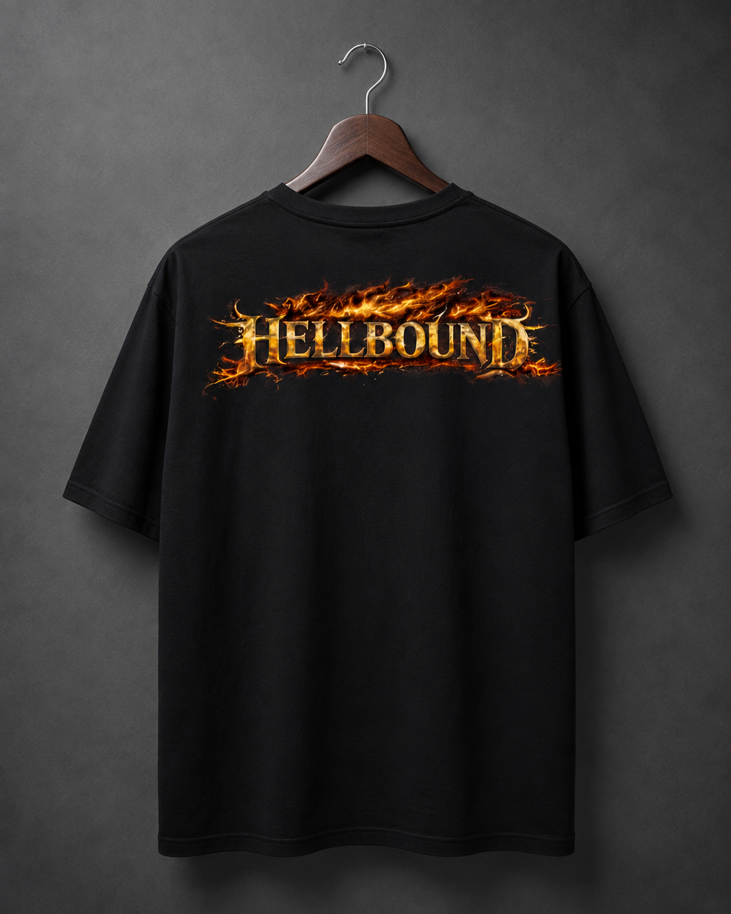 T-shirt biker homme noir – Ride Through Hell / Hellbound – Motard en flammes – Gildan Softstyle