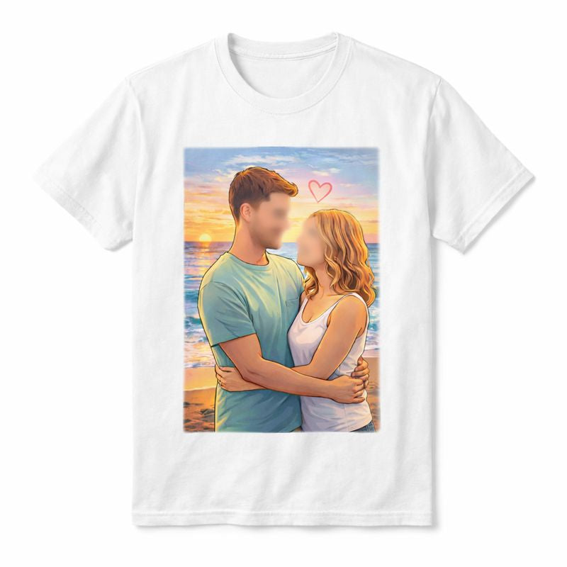 T-shirt personnalisé portrait couple ou famille – Transformation de photo en illustration