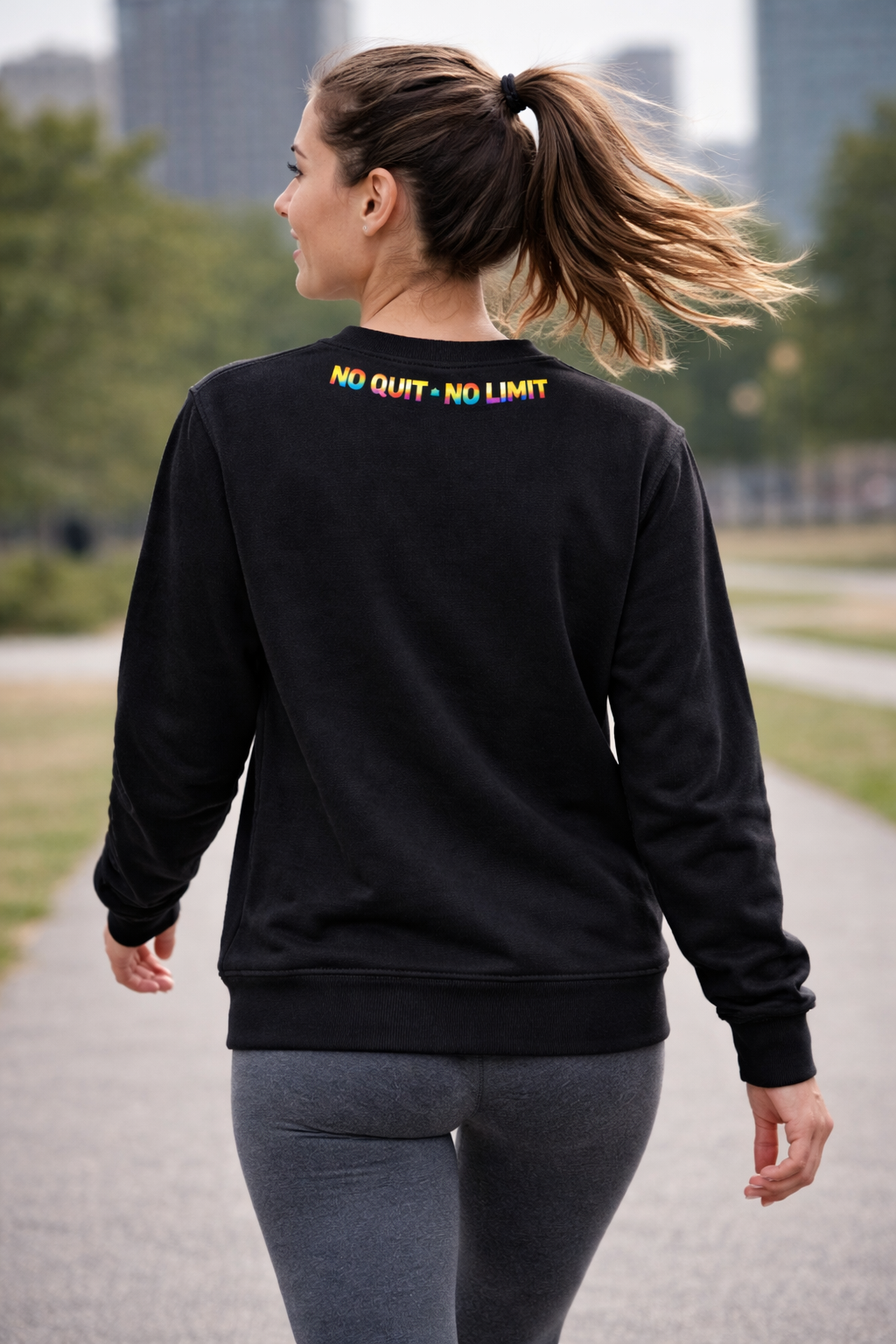 Sweatshirt Unisexe Noir – SKL Motion “No Quit No Limit” Neon Wolverine | Collection Motivation