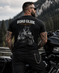 T-Shirt Moto Style Harley Road Glide Noir | T-Shirt Motard Homme | Impression Avant & Dos XXL | SKL Motion