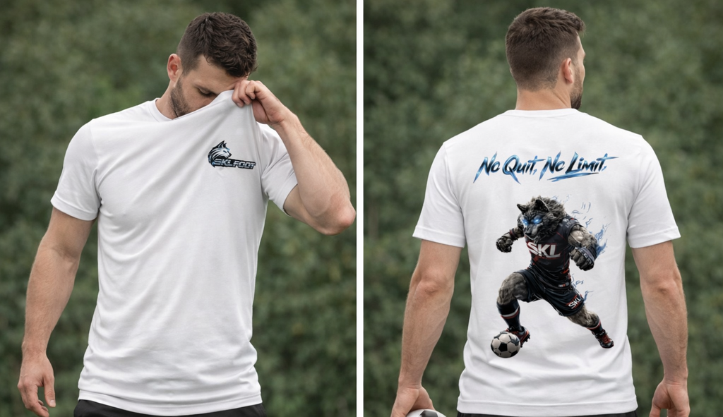 T-shirt Football Homme SKL Wolverine – No Quit No Limit – Sport Streetwear – Gildan Softstyle Noir Blanc Gris
