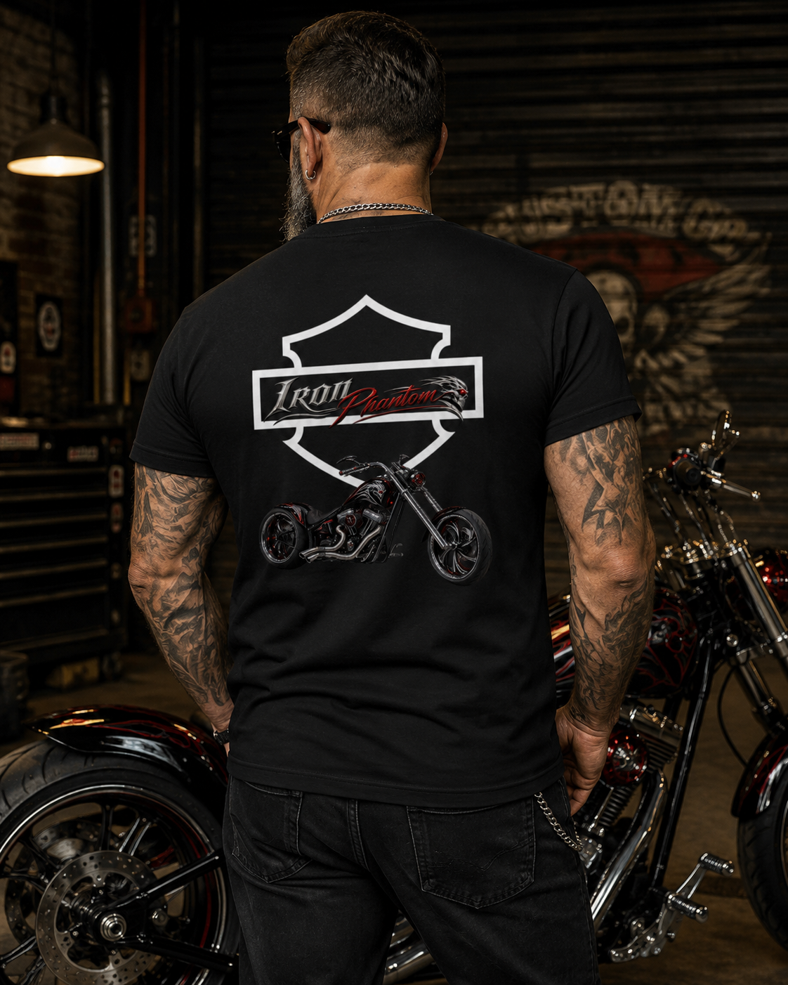 T-shirt style Harley Biker Iron Phantom Noir – Moto Custom – SKL Motion