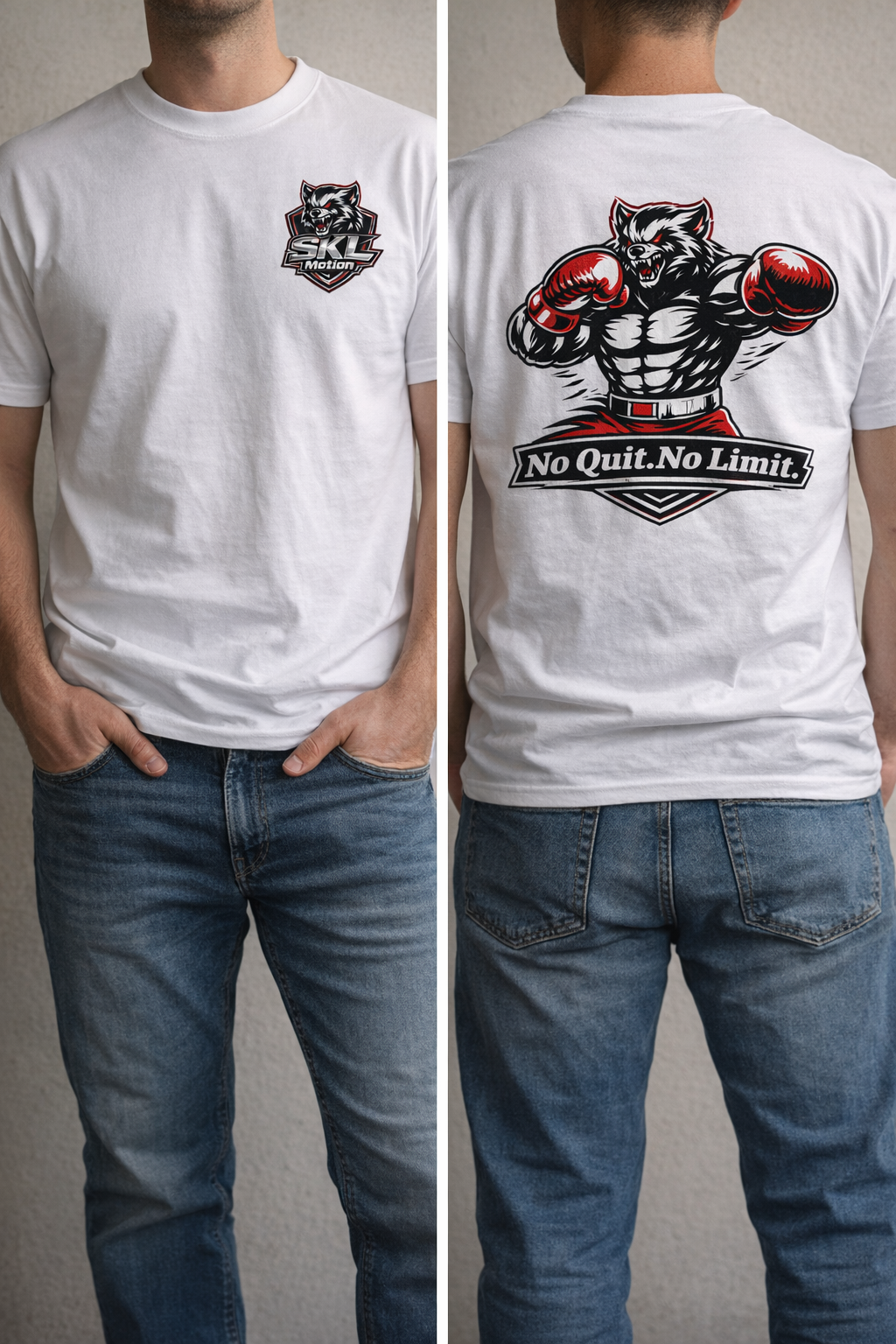 T-Shirt Boxe Homme Femme – No Quit No Limit – SKL Motion – Tee Shirt Sport Boxing Fitness – Coton Premium