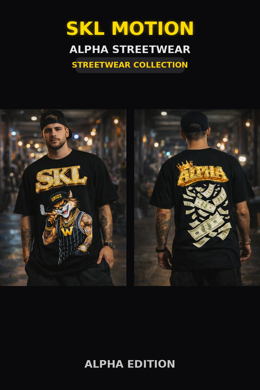 T-shirt Alpha Streetwear – Design Wolverine Gold | SKL Motion