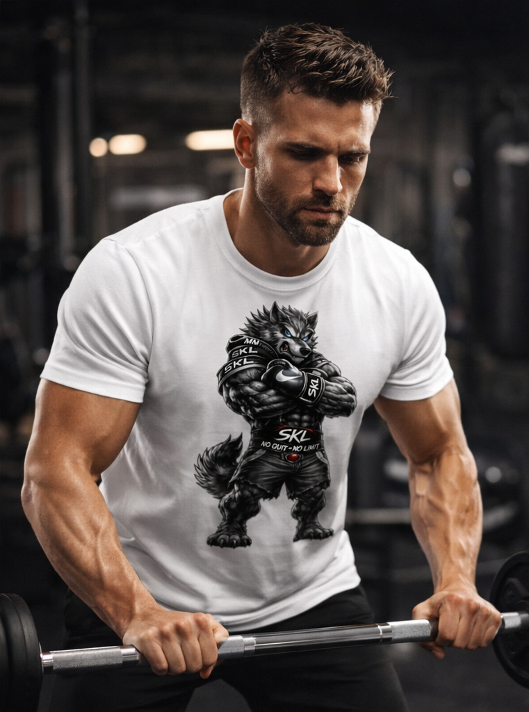 T-shirt Fitness Wolverine Musclé SKL Motion – No Quit No Limit – Tee-shirt Musculation Homme Coton Premium Gildan Softstyle