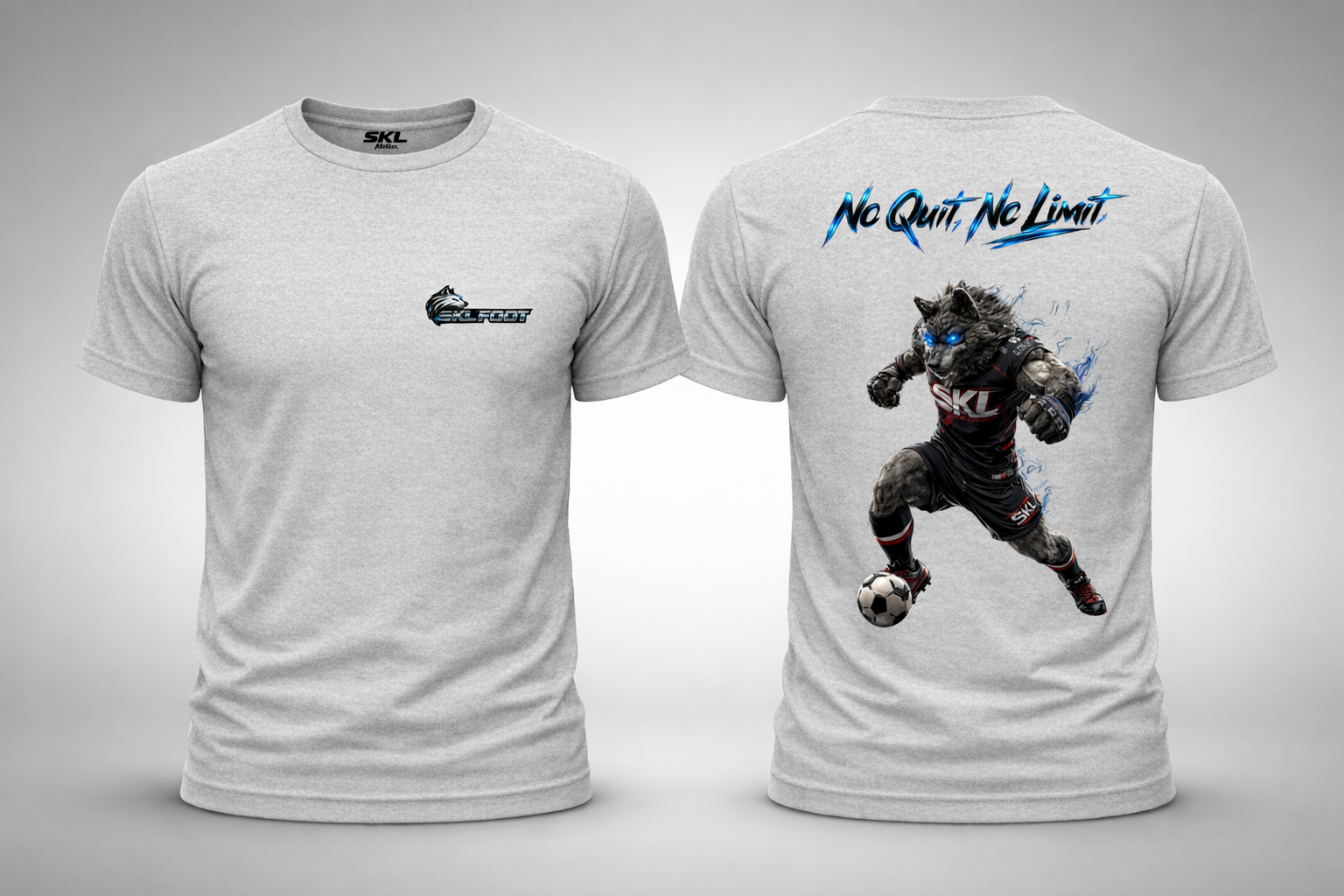 T-shirt Football Homme SKL Wolverine – No Quit No Limit – Sport Streetwear – Gildan Softstyle Noir Blanc Gris