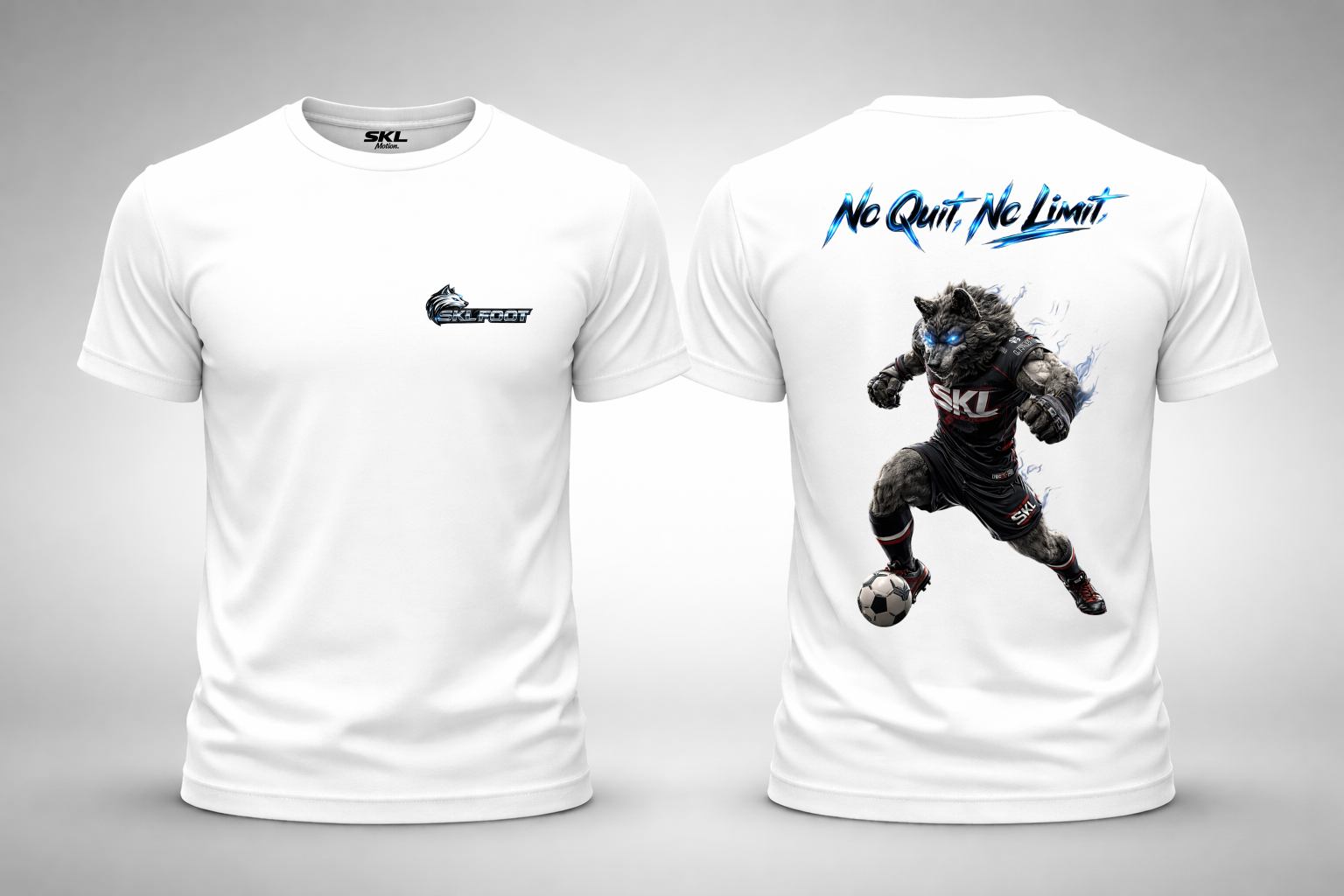 T-shirt Football Homme SKL Wolverine – No Quit No Limit – Sport Streetwear – Gildan Softstyle Noir Blanc Gris