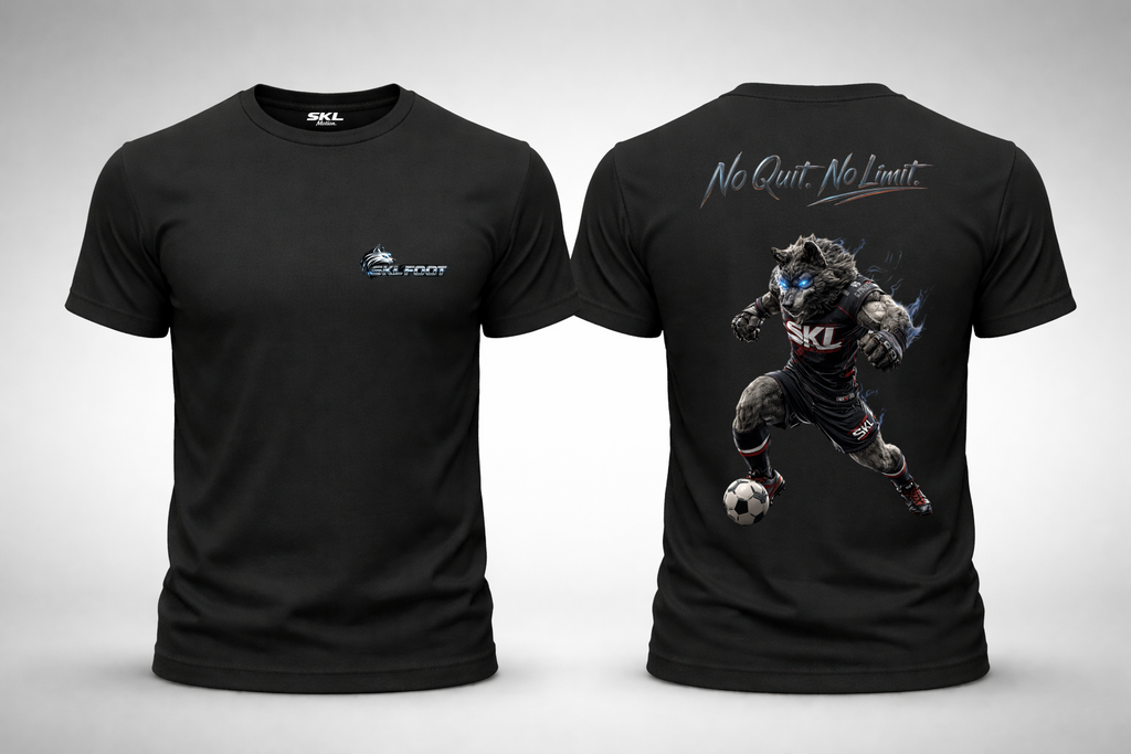 T-shirt Football Homme SKL Wolverine – No Quit No Limit – Sport Streetwear – Gildan Softstyle Noir Blanc Gris