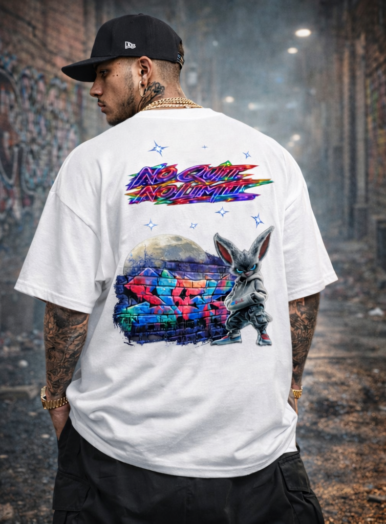 T-shirt Streetwear Neon Fury No Quit No Limit – SKL Motion – Unisexe Noir & Blanc