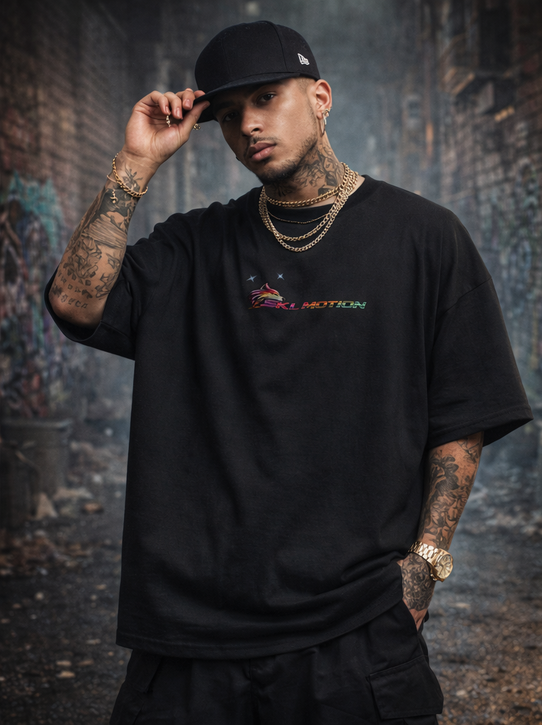 T-shirt Streetwear Neon Fury No Quit No Limit – SKL Motion – Unisexe Noir & Blanc