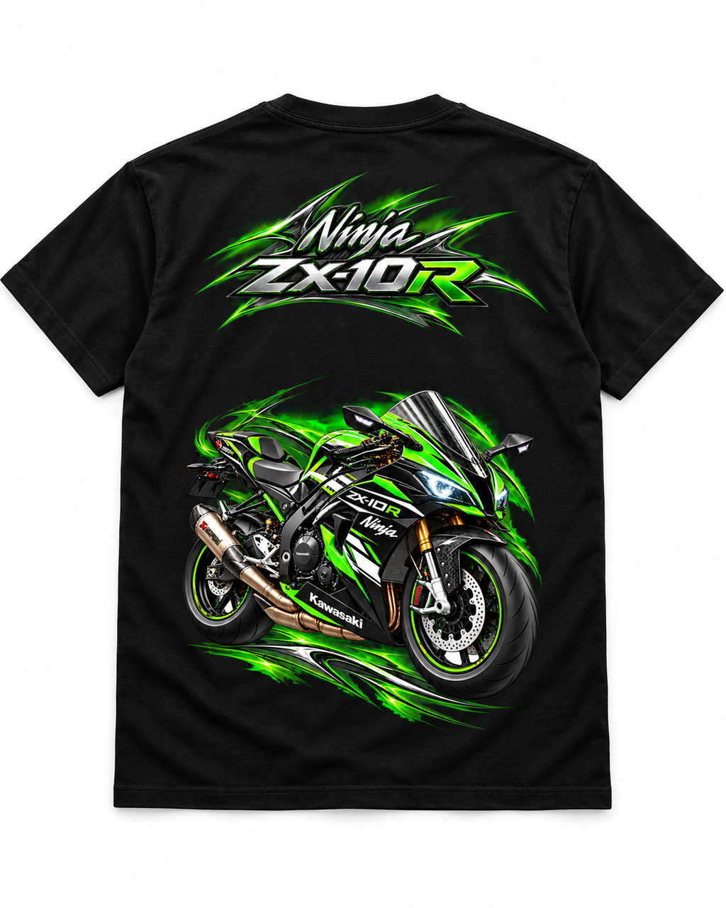 T-shirt Ninja ZX-10R Kawasaki noir vu de dos, grand visuel moto — SKL Motion