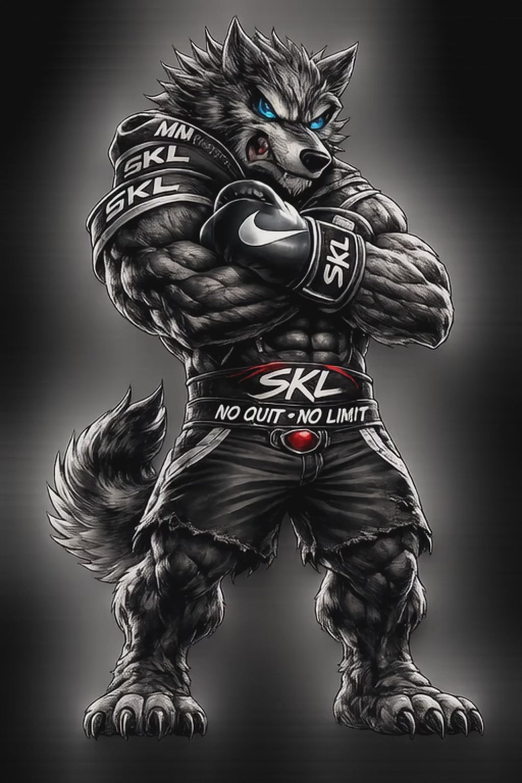 T-shirt Fitness Wolverine Musclé SKL Motion – No Quit No Limit – Tee-shirt Musculation Homme Coton Premium Gildan Softstyle