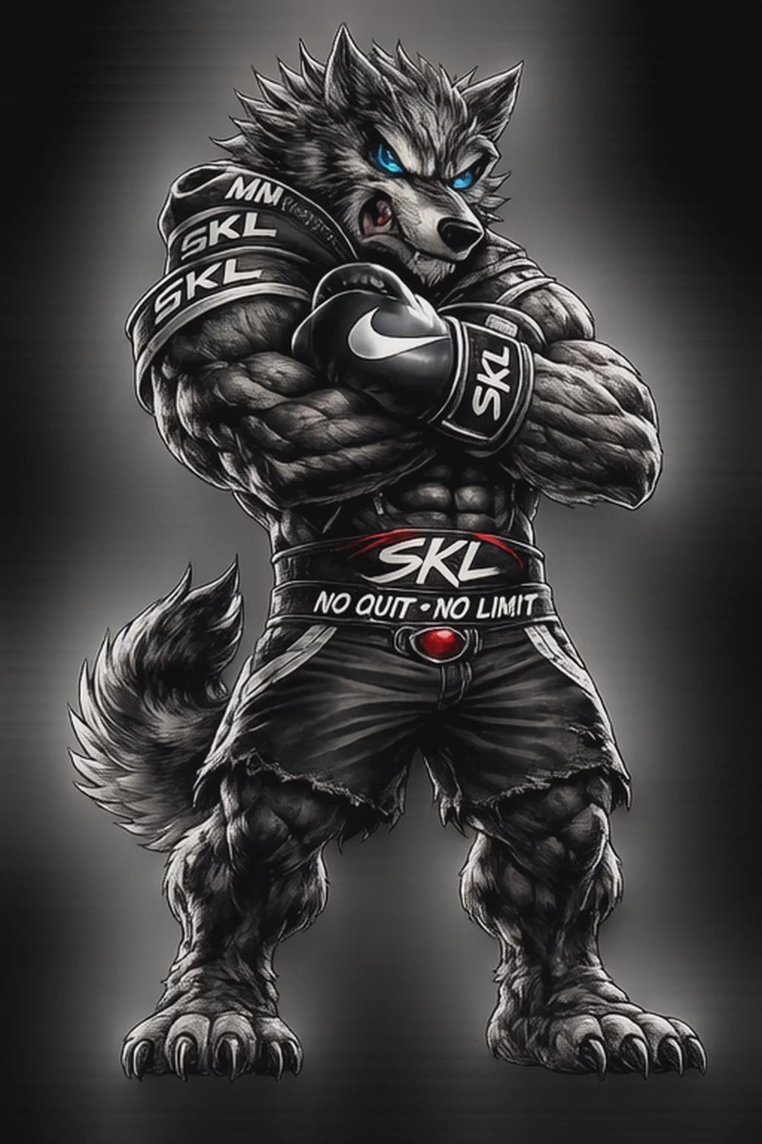 T-shirt Fitness Wolverine Musclé SKL Motion – No Quit No Limit – Tee-shirt Musculation Homme Coton Premium Gildan Softstyle