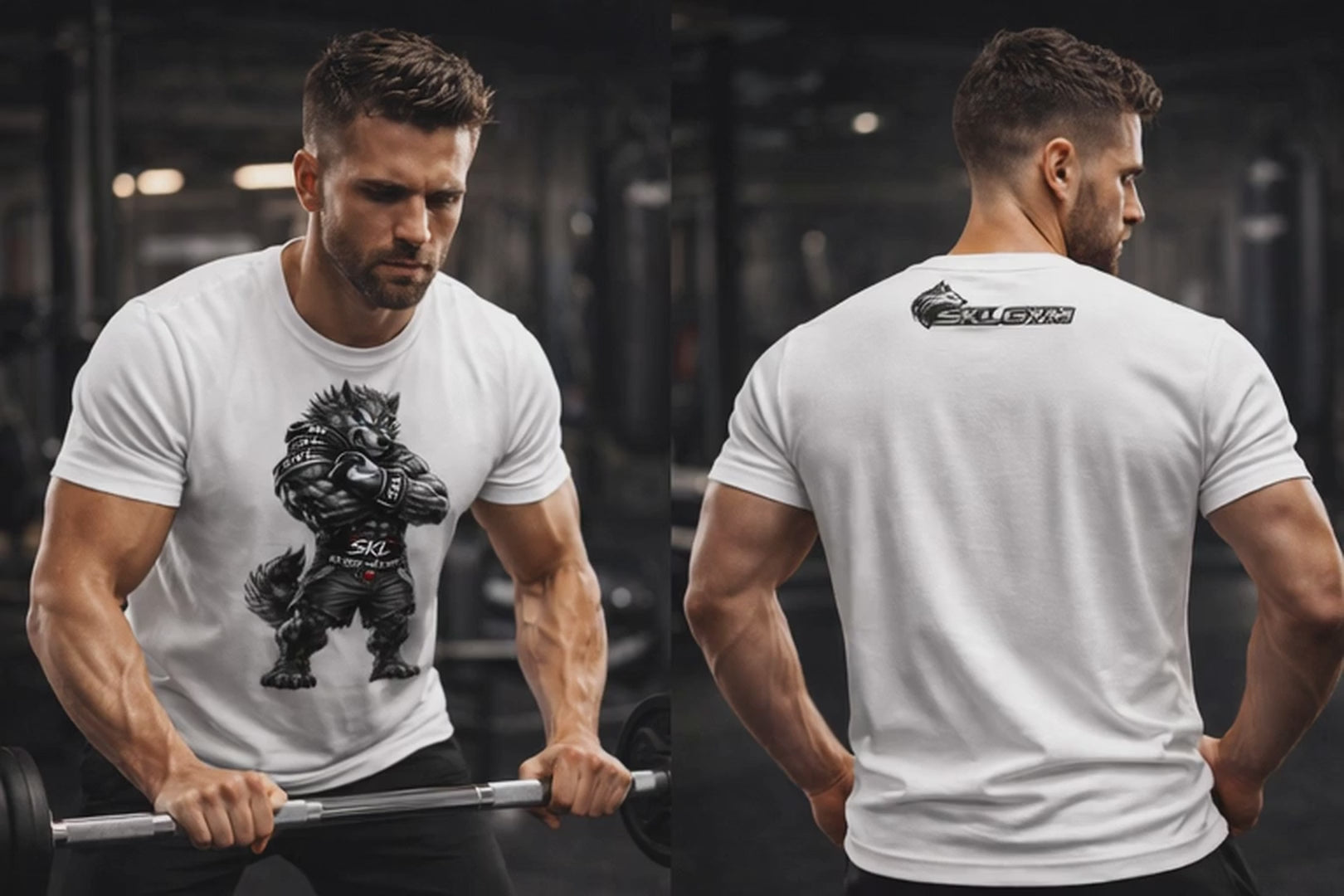 T-shirt Fitness Wolverine Musclé SKL Motion – No Quit No Limit – Tee-shirt Musculation Homme Coton Premium Gildan Softstyle