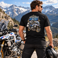 T-shirt R1250 GS noir porté de dos en montagne