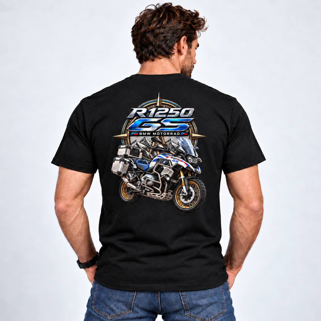 T-shirt R1250 GS noir porté de dos