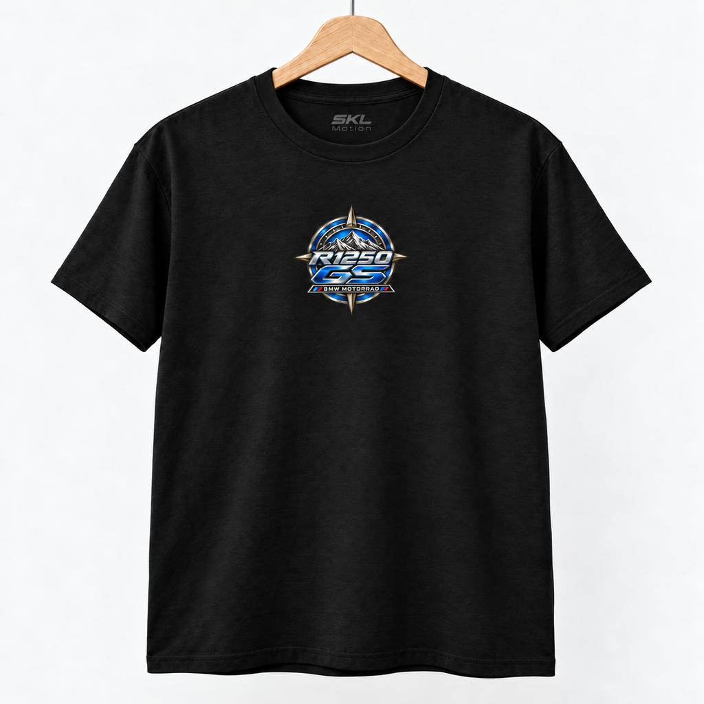 T-shirt R1250 GS noir sur cintre, vue de face